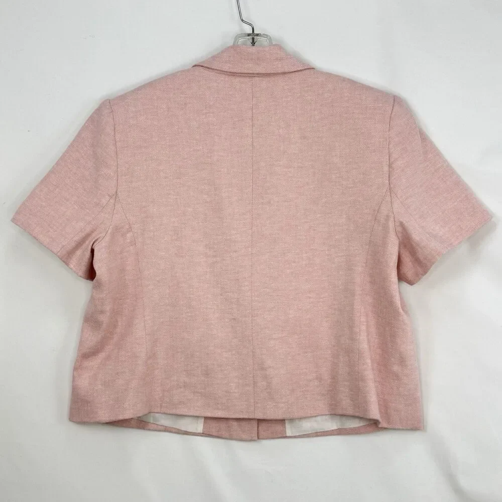 Banana Republic Pink Tailored Blazer Herringbone Cropped Career Womens Size 16